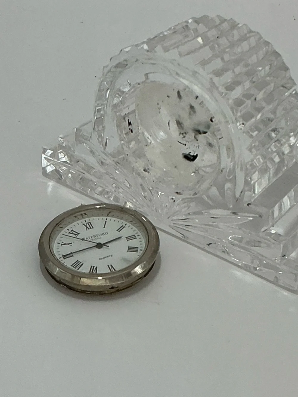 Waterford Clear Crystal Desk Clock with Roman Dial